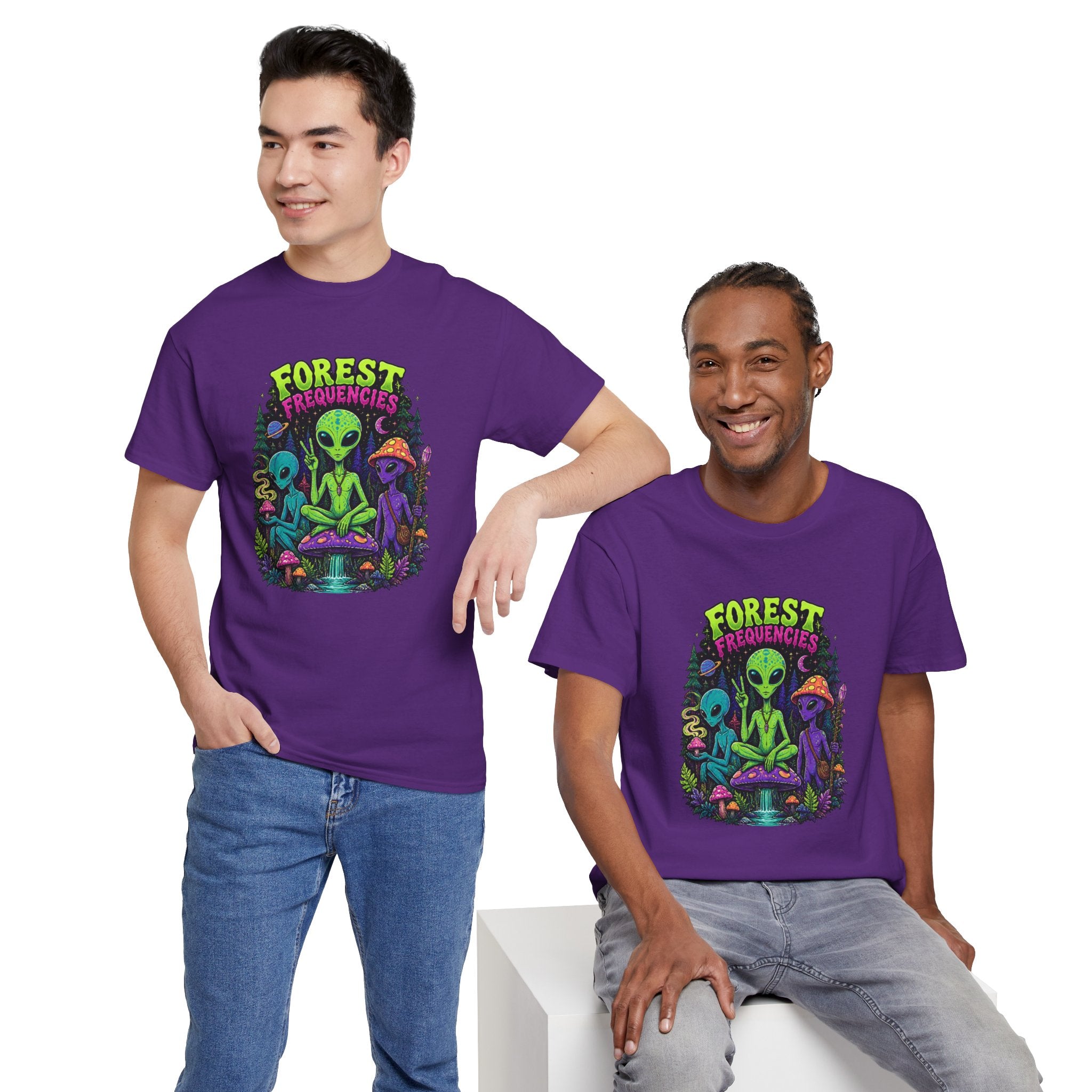 Forest Frequencies Alien T-Shirt — Psychedelic Mushroom Meditation Tee