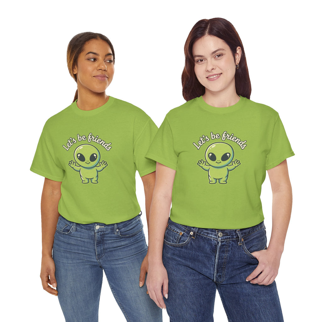 Let's Be Friends Alien T-Shirt — Cute Green Alien Graphic Tee