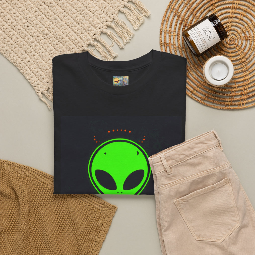 Alien tacos tee close-up stitching