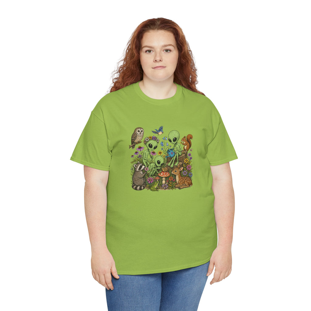 Alien Forest Friends T‑Shirt — Cute Alien & Woodland Animals Graphic Tee