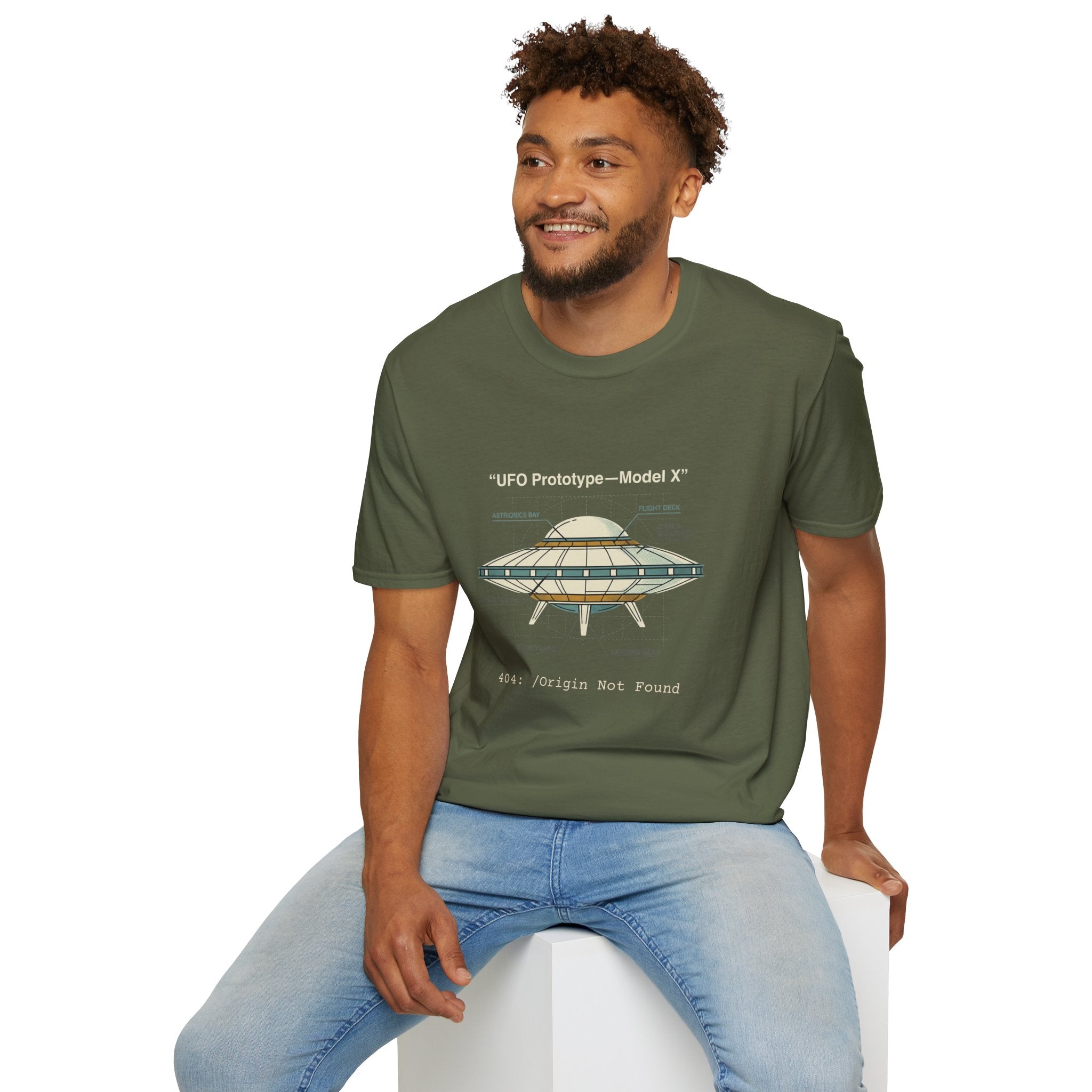 UFO Diagram Technical T-Shirt — Retro Schematic Alien Spaceship Tee