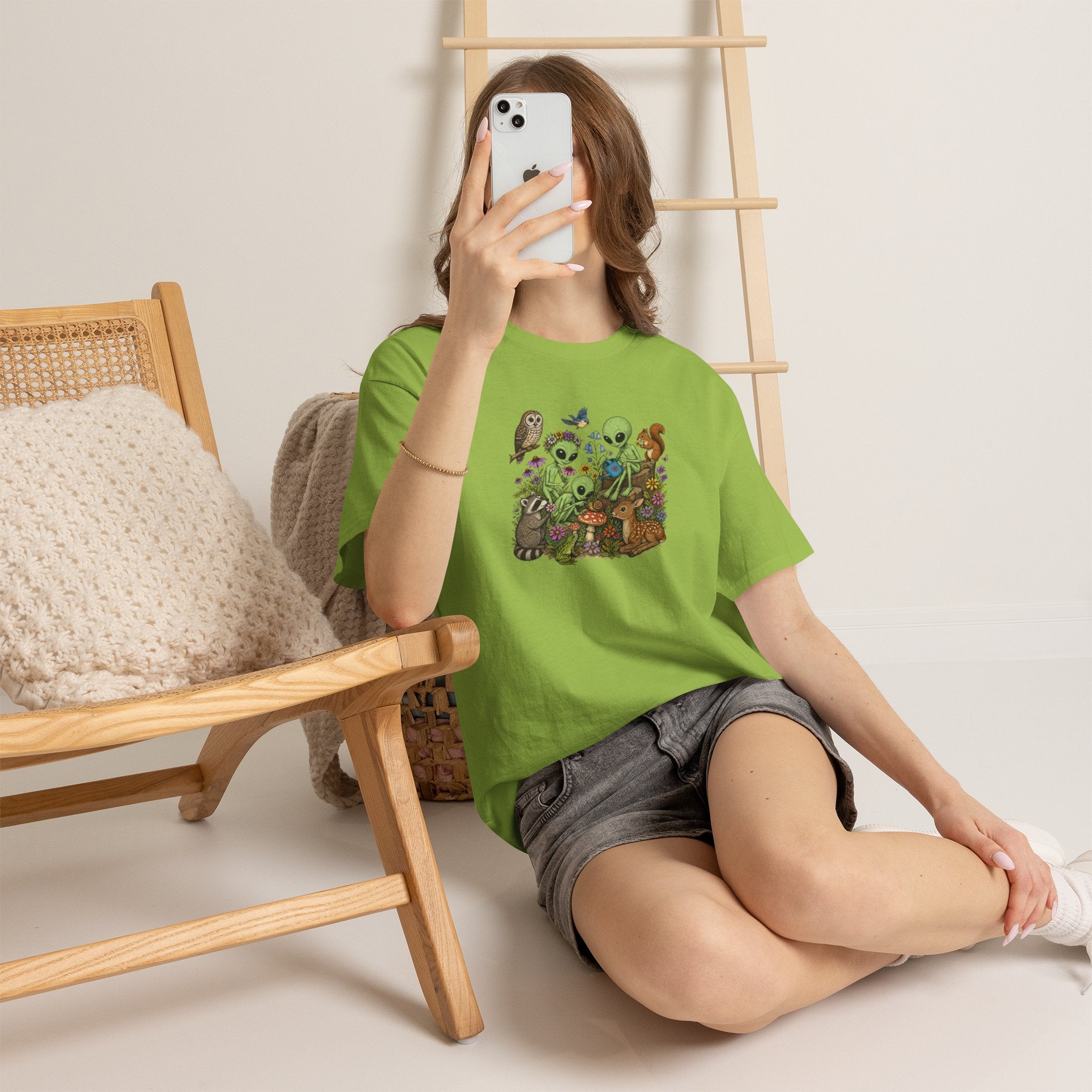 Alien Forest Friends T‑Shirt — Cute Alien & Woodland Animals Graphic Tee