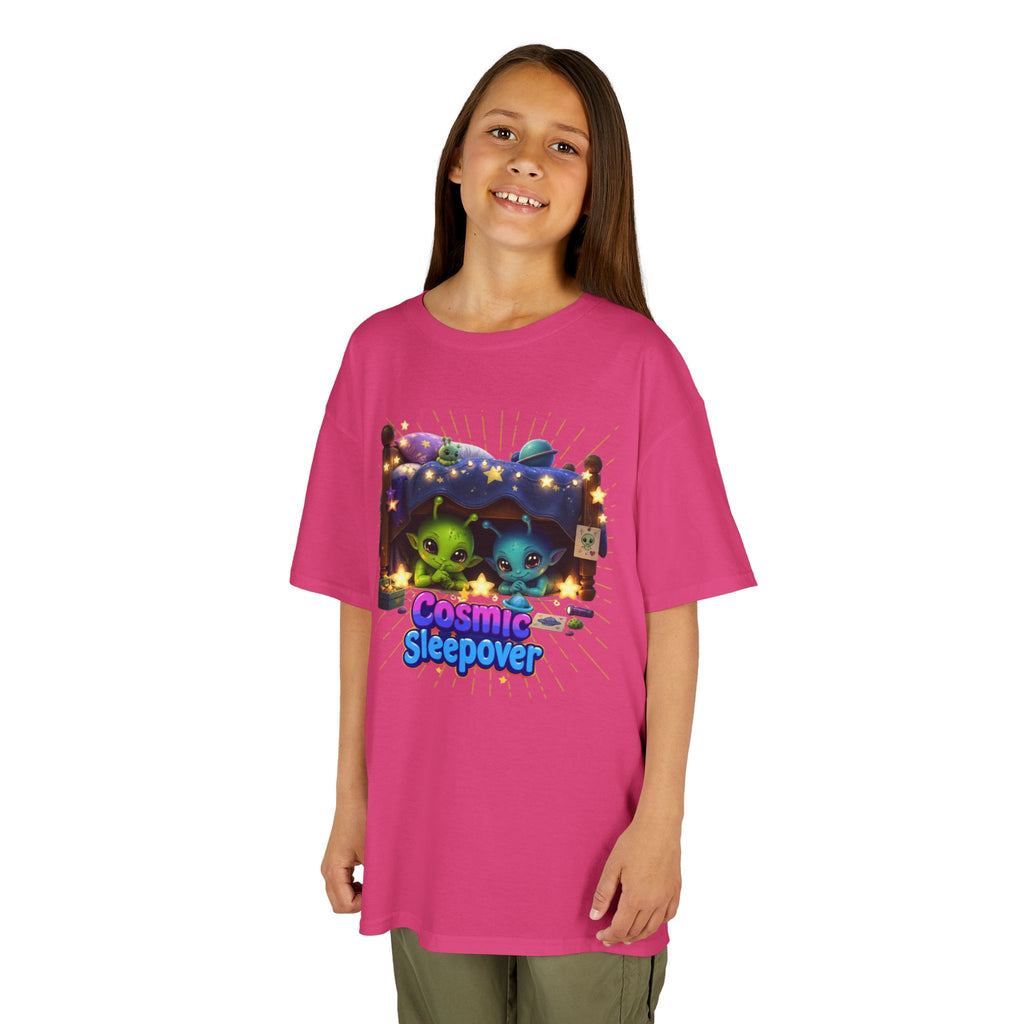 Cosmic Sleepover Kids Tee — Cute Alien Pajama Party T-Shirt