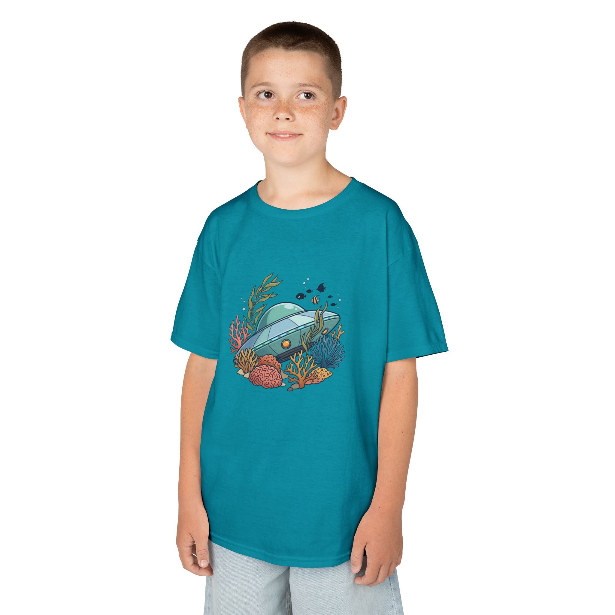 Kids UFO Ocean Tee — Cute Underwater Spaceship Kids T-Shirt