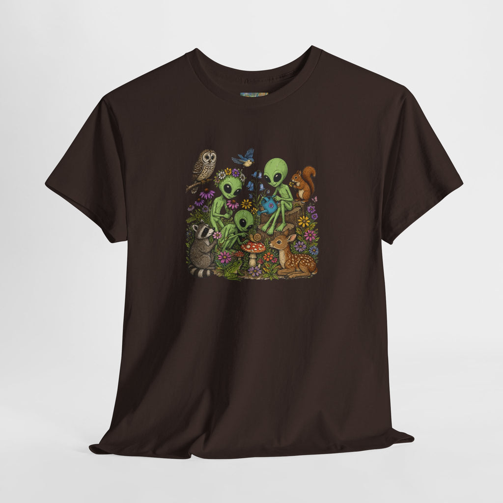 Alien Forest Friends T‑Shirt — Cute Alien & Woodland Animals Graphic Tee