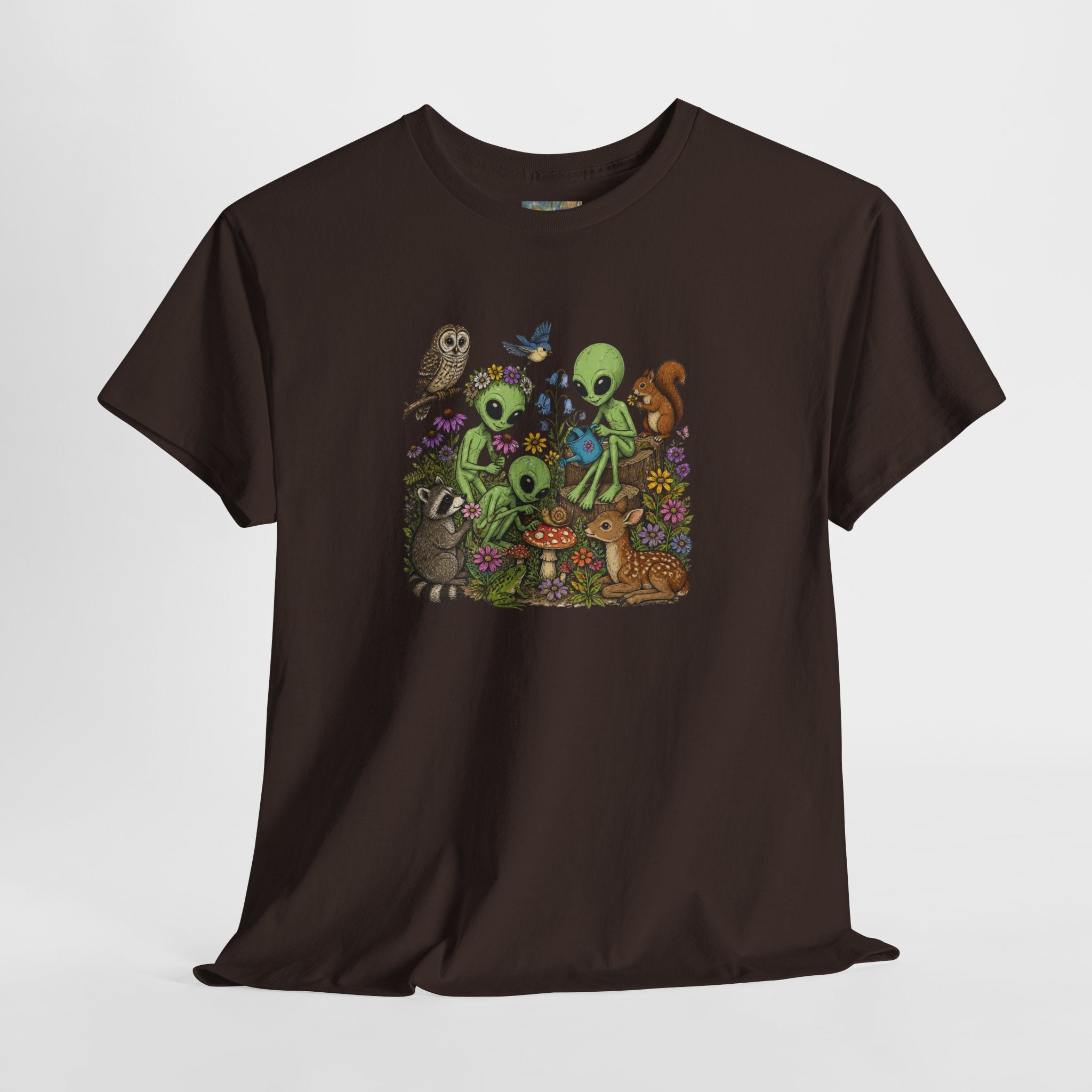 Alien Forest Friends T‑Shirt — Cute Alien & Woodland Animals Graphic Tee