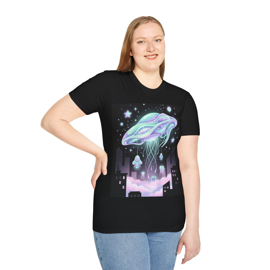 Dreamcore UfO Galactic Jellyfish T-Shirt — Neon Space Jellyfish Graphic Tee