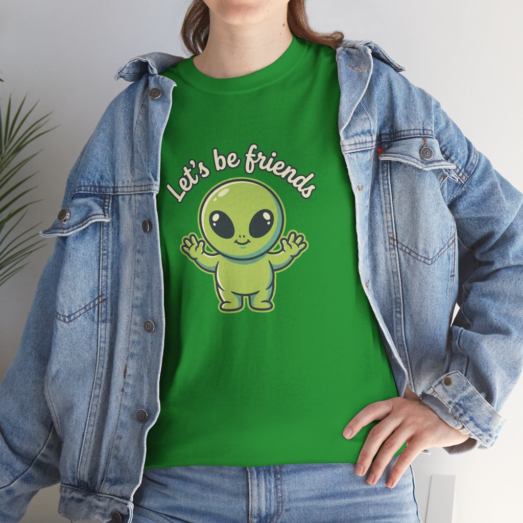 Let's Be Friends Alien T-Shirt — Cute Green Alien Graphic Tee