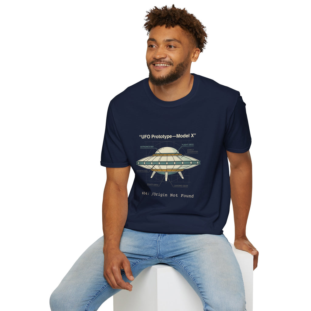 UFO Diagram Technical T-Shirt — Retro Schematic Alien Spaceship Tee