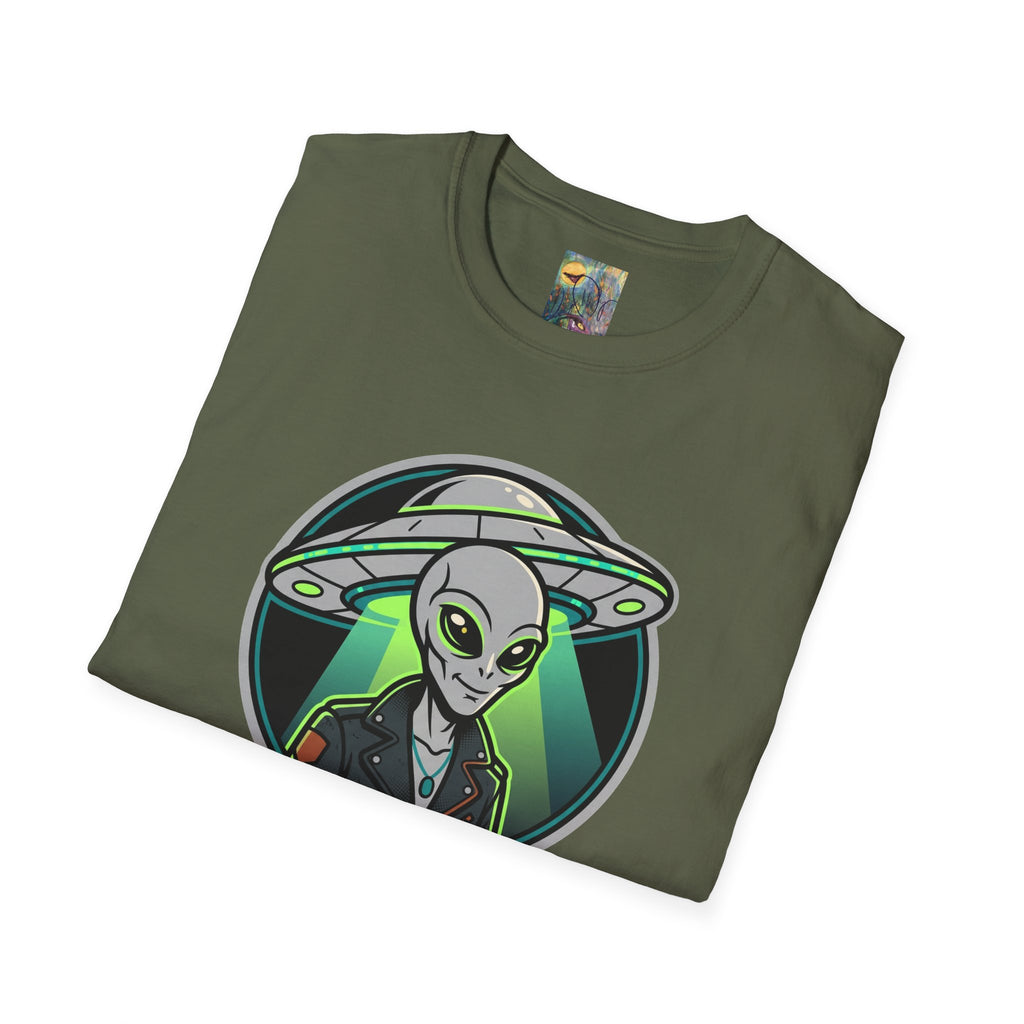 Alien UFO Graphic T-Shirt "You are blocking my trajectory" — Retro Green Extraterrestrial Design
