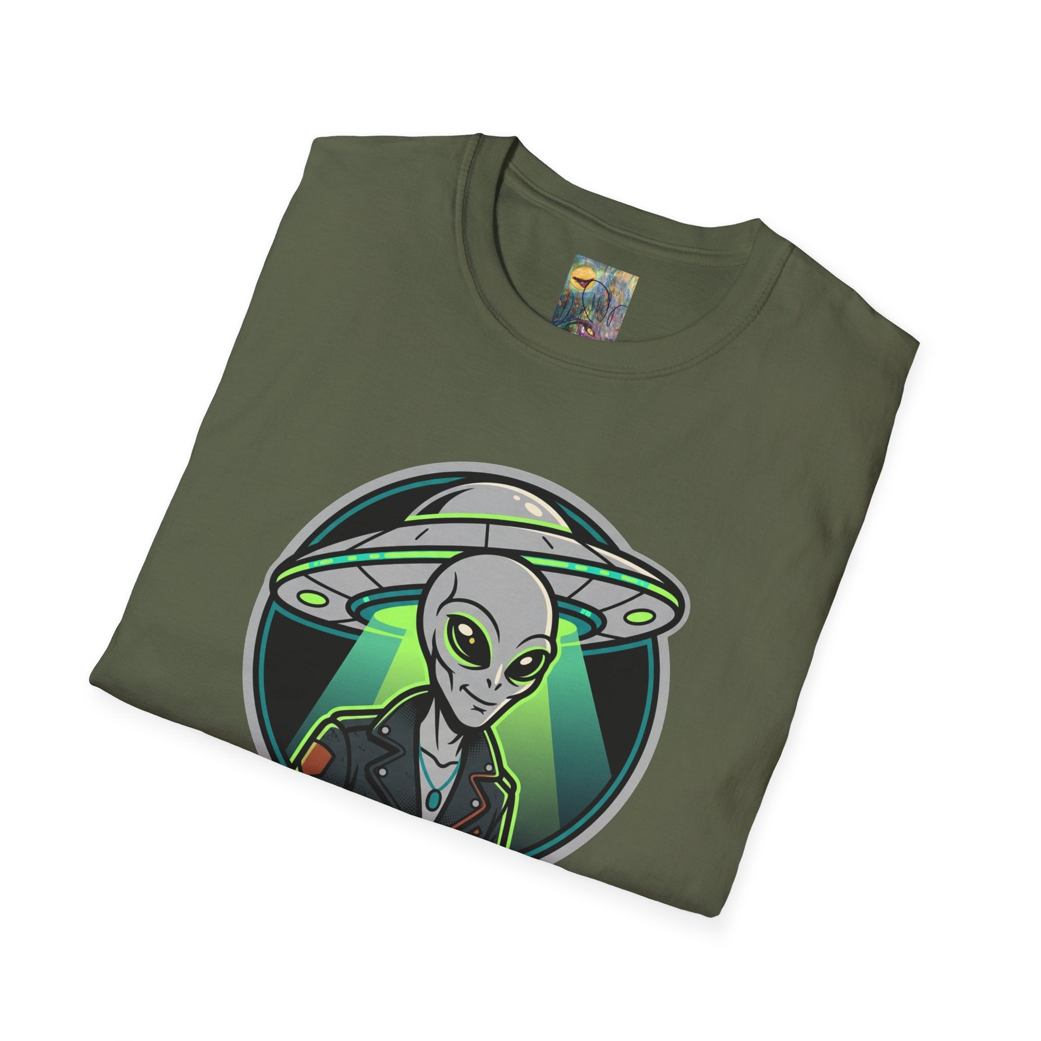 Alien UFO Graphic T-Shirt "You are blocking my trajectory" — Retro Green Extraterrestrial Design