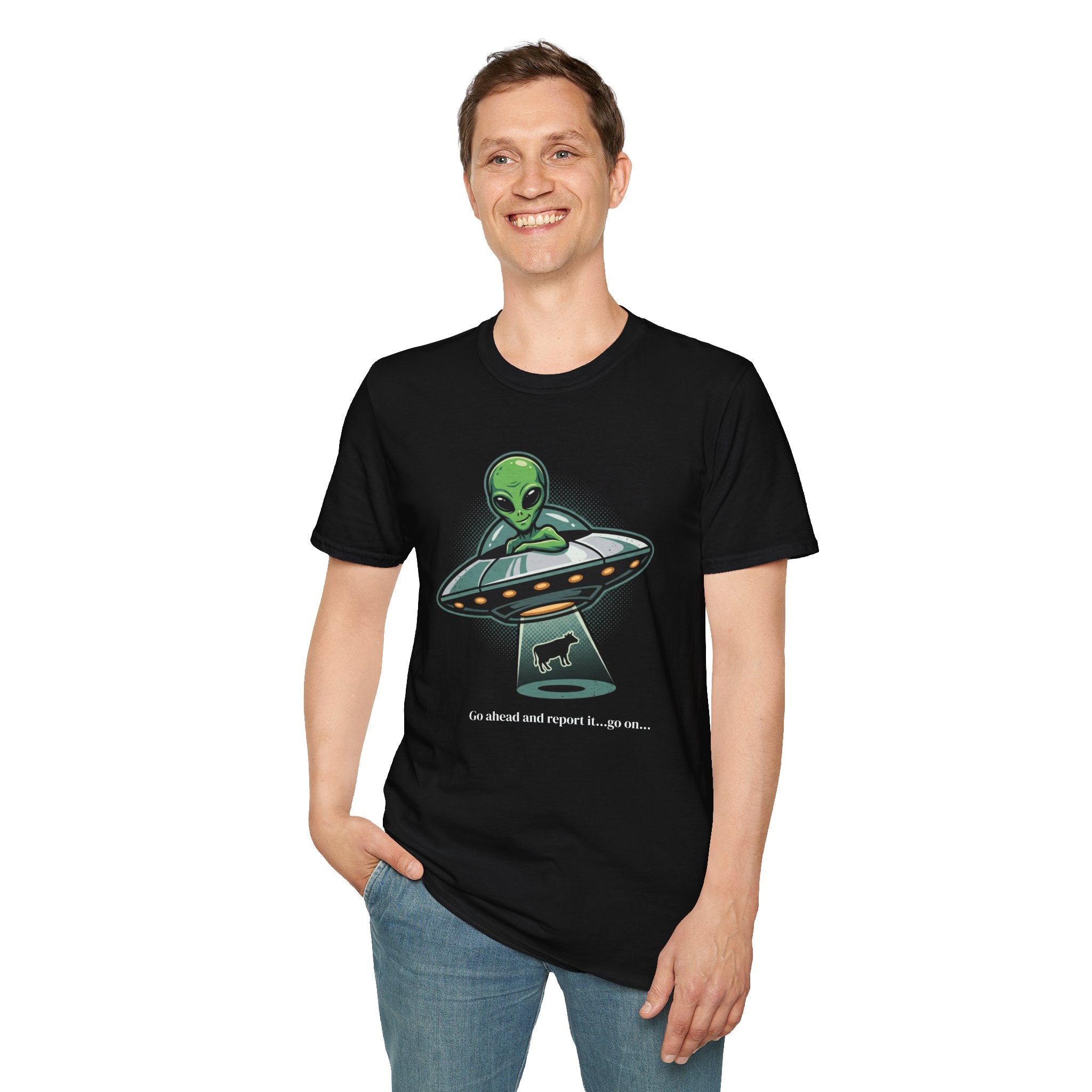 Alien UFO T-Shirt — Cute Green Alien Abduction Graphic Tee