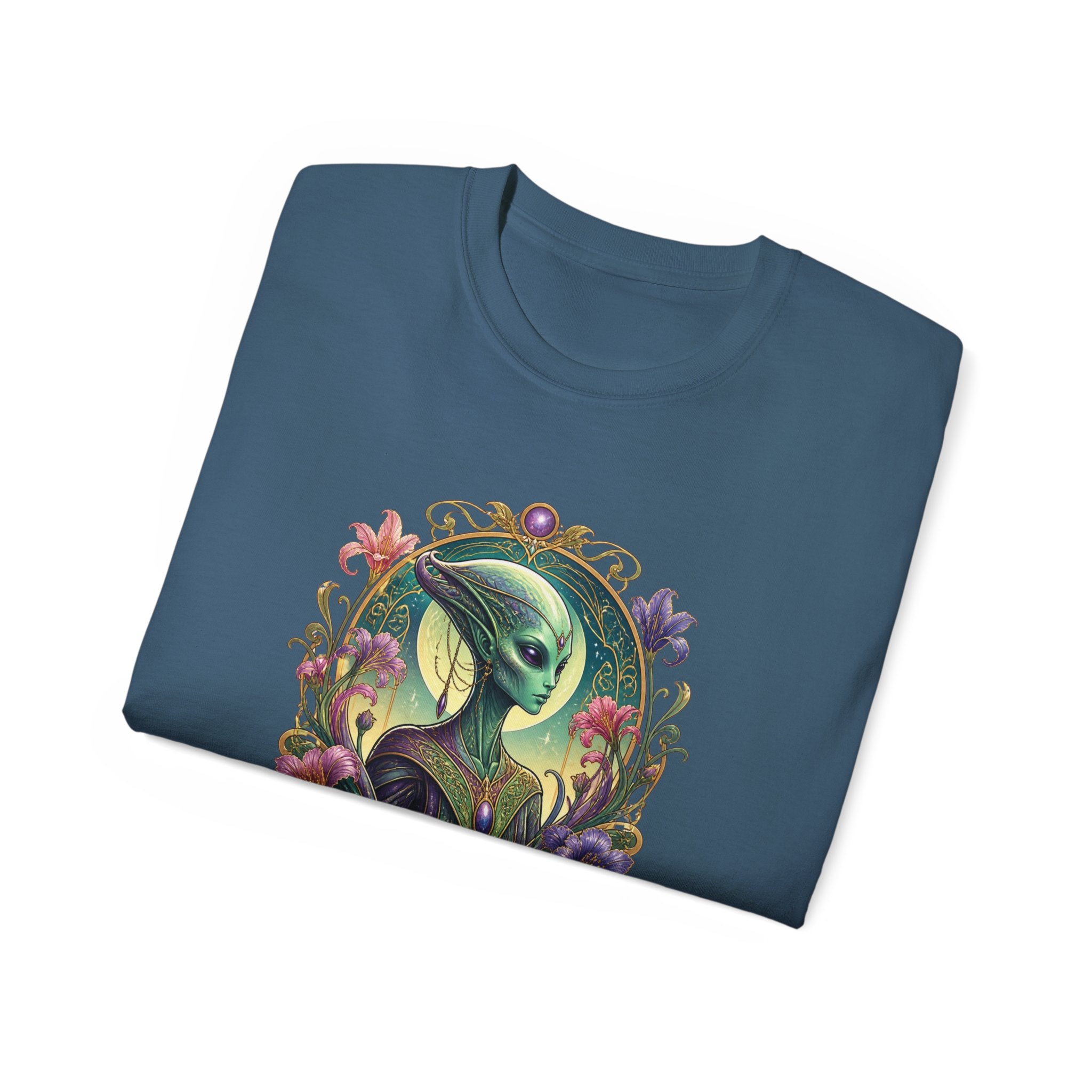 Alien Muse Floral T-Shirt — Vintage Art Nouveau Space Portrait Tee