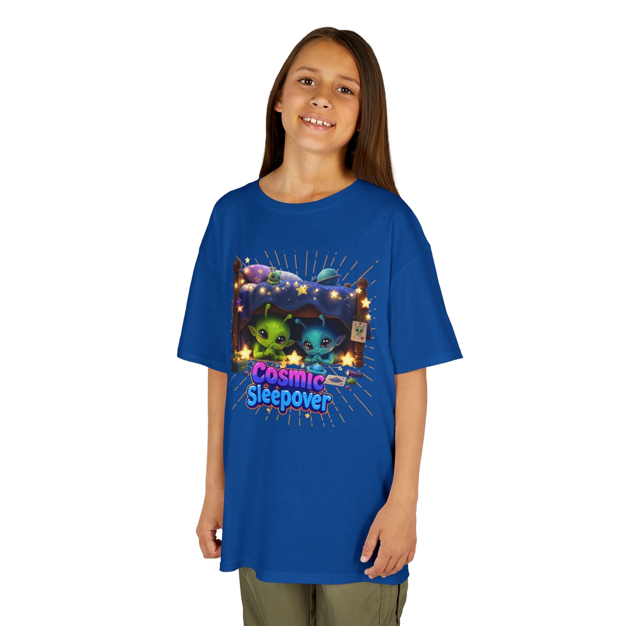 Cosmic Sleepover Kids Tee — Cute Alien Pajama Party T-Shirt