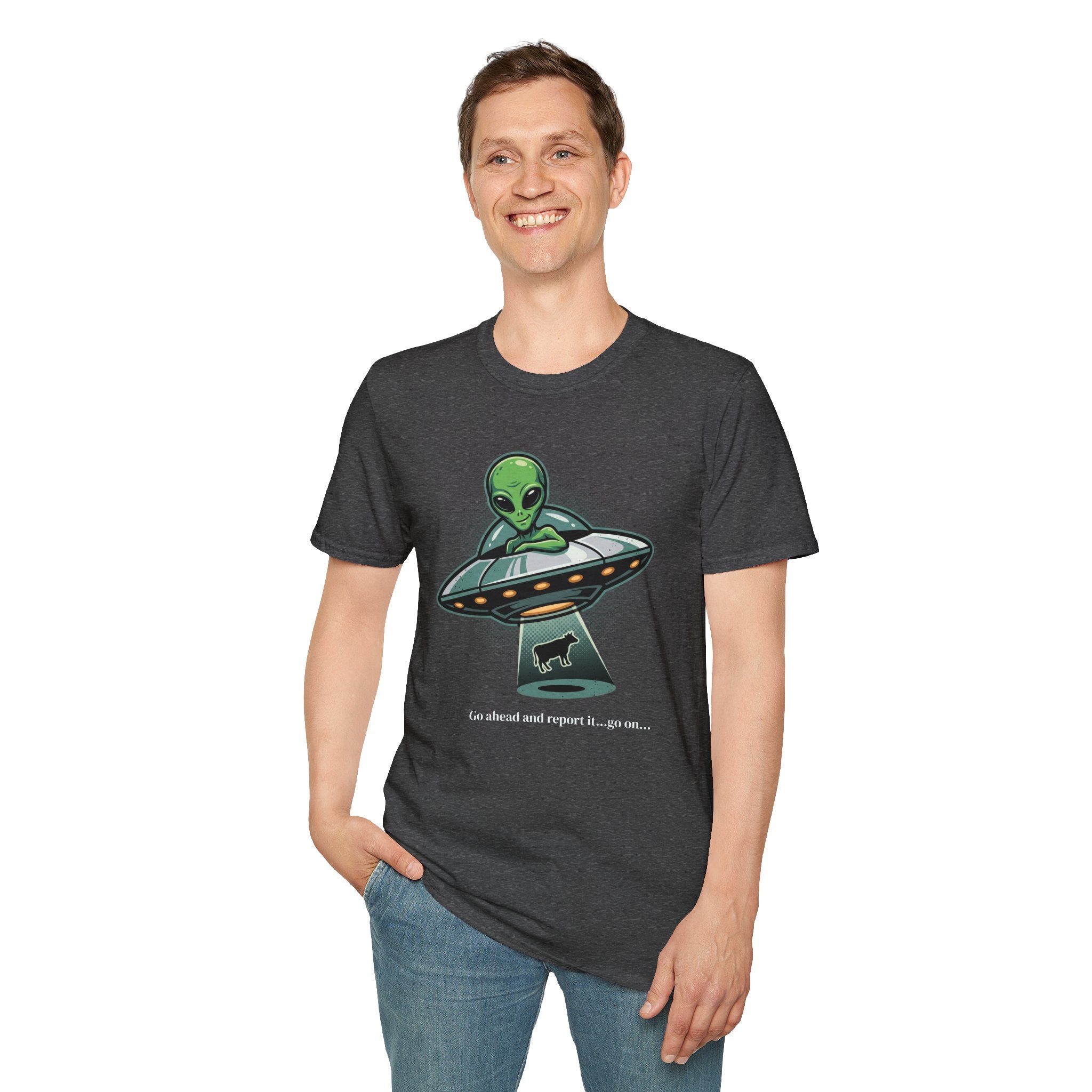Alien UFO T-Shirt — Cute Green Alien Abduction Graphic Tee