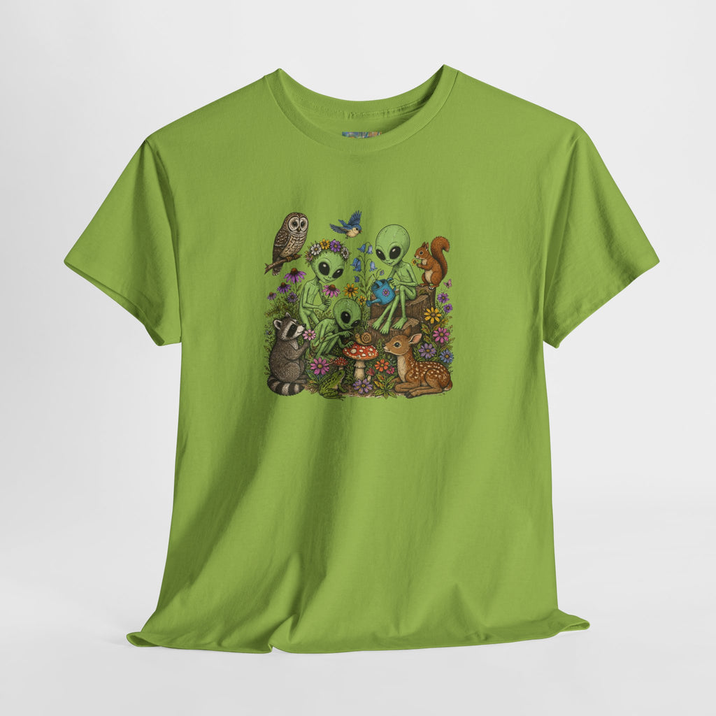 Alien Forest Friends T‑Shirt — Cute Alien & Woodland Animals Graphic Tee