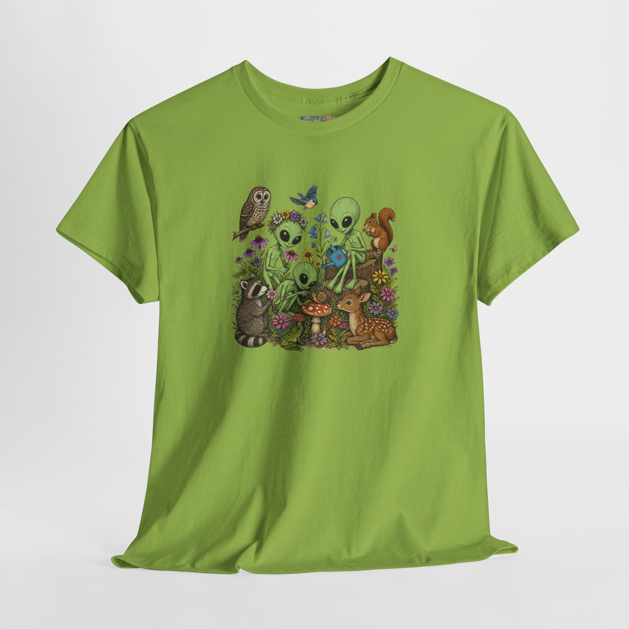 Alien Forest Friends T‑Shirt — Cute Alien & Woodland Animals Graphic Tee