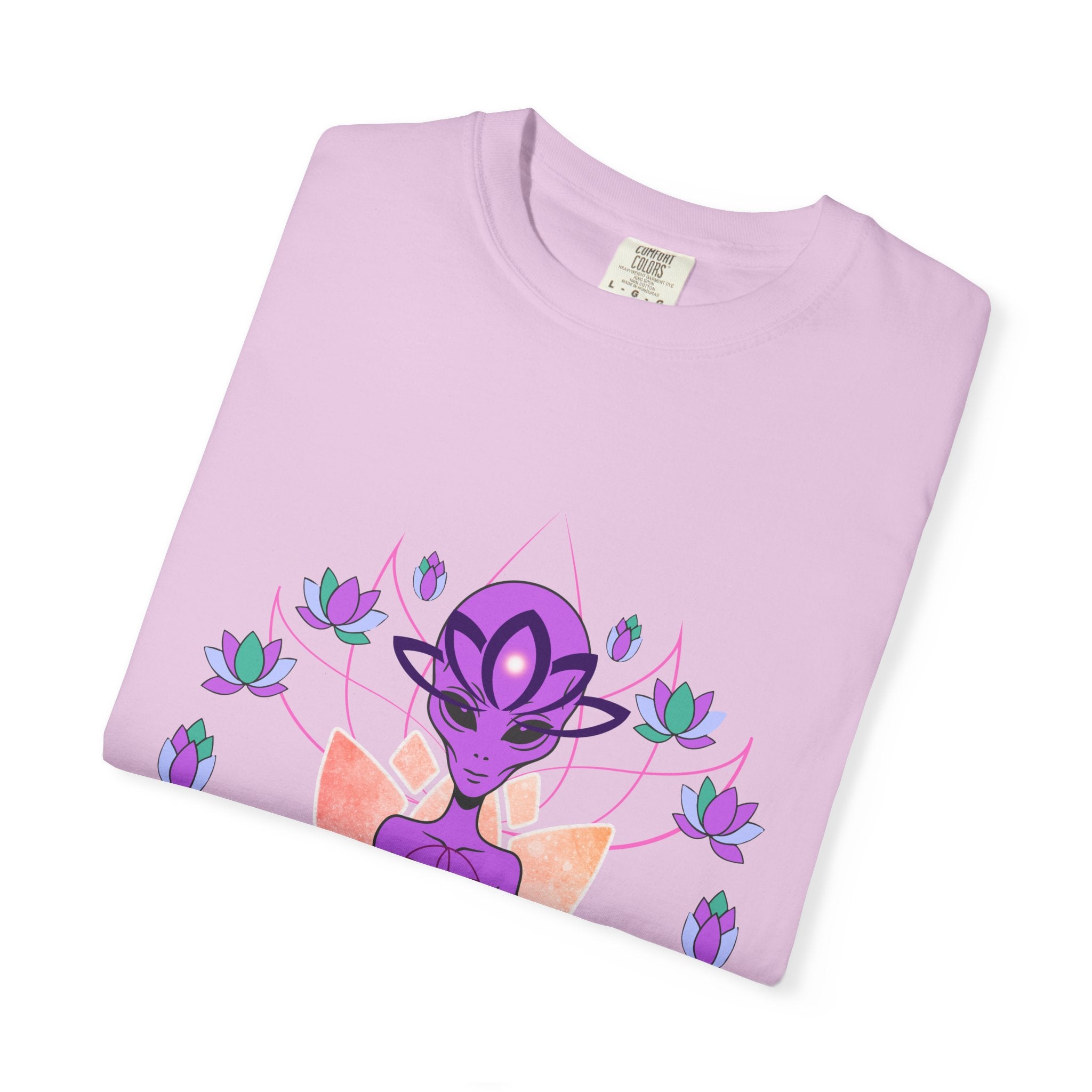 Alien Yoga T-Shirt — Purple Meditating Alien Lotus Tee