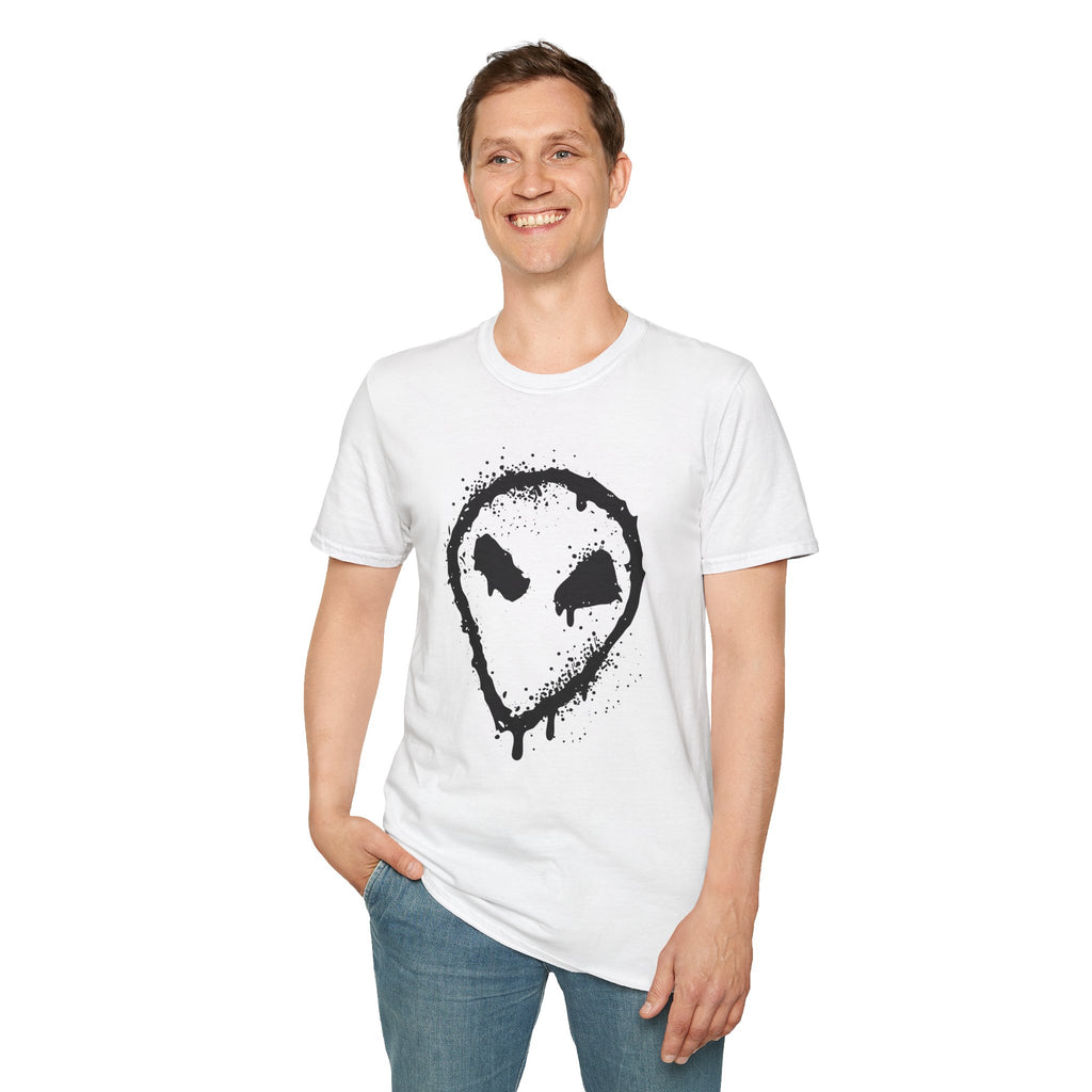Alien Drip T‑Shirt — Grunge Splatter Alien Face Tee