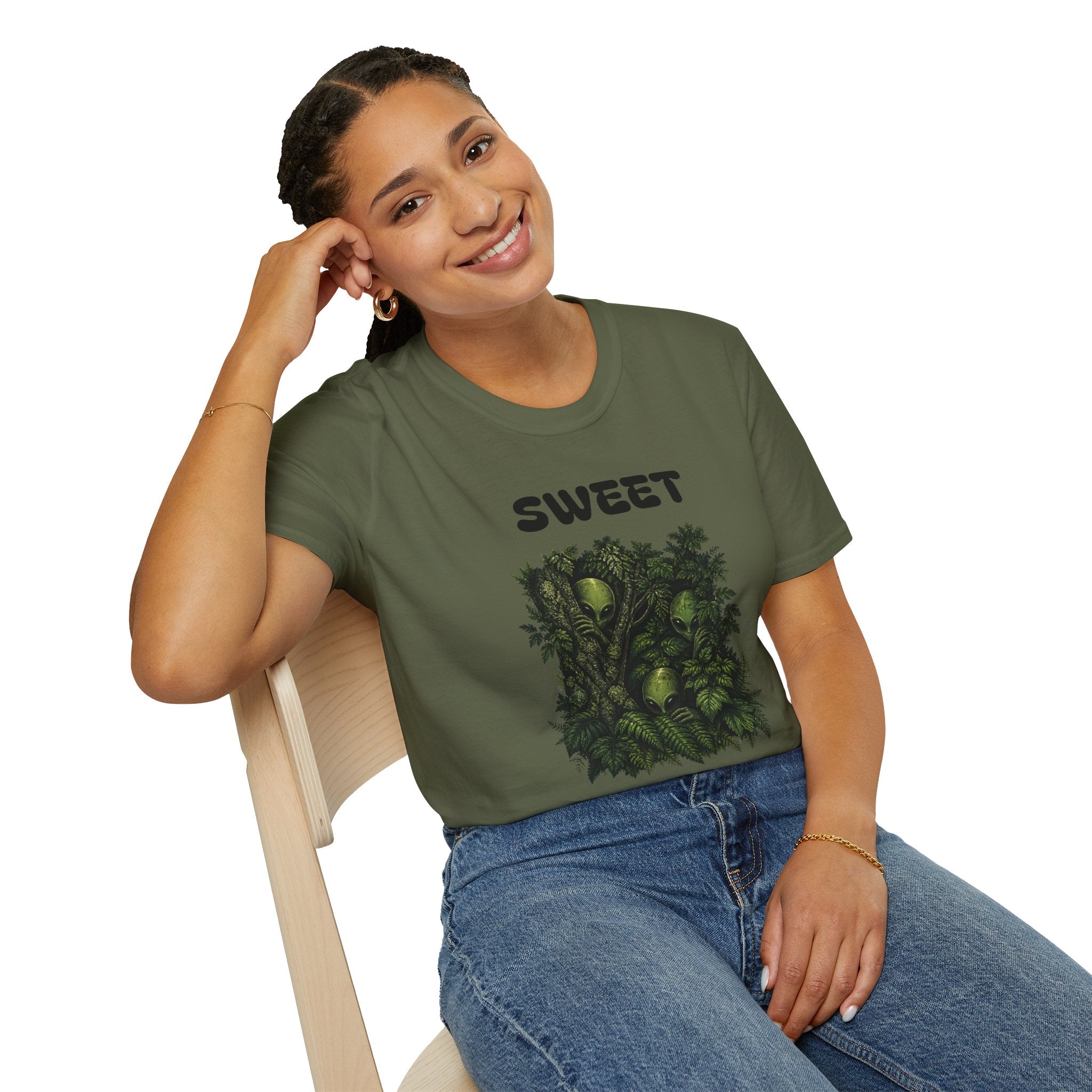 Sweet Dreams T-Shirt — Olive Alien Forest Graphic Tee