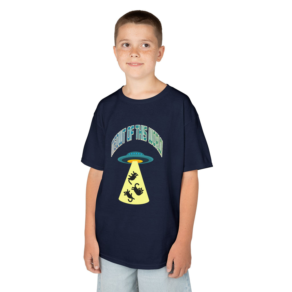 Kids Tee — 'Meowt of this World' UFO Alien Abduction Graphic