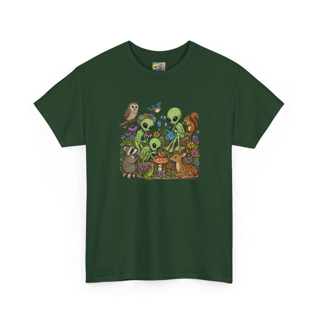 Alien Forest Friends T‑Shirt — Cute Alien & Woodland Animals Graphic Tee