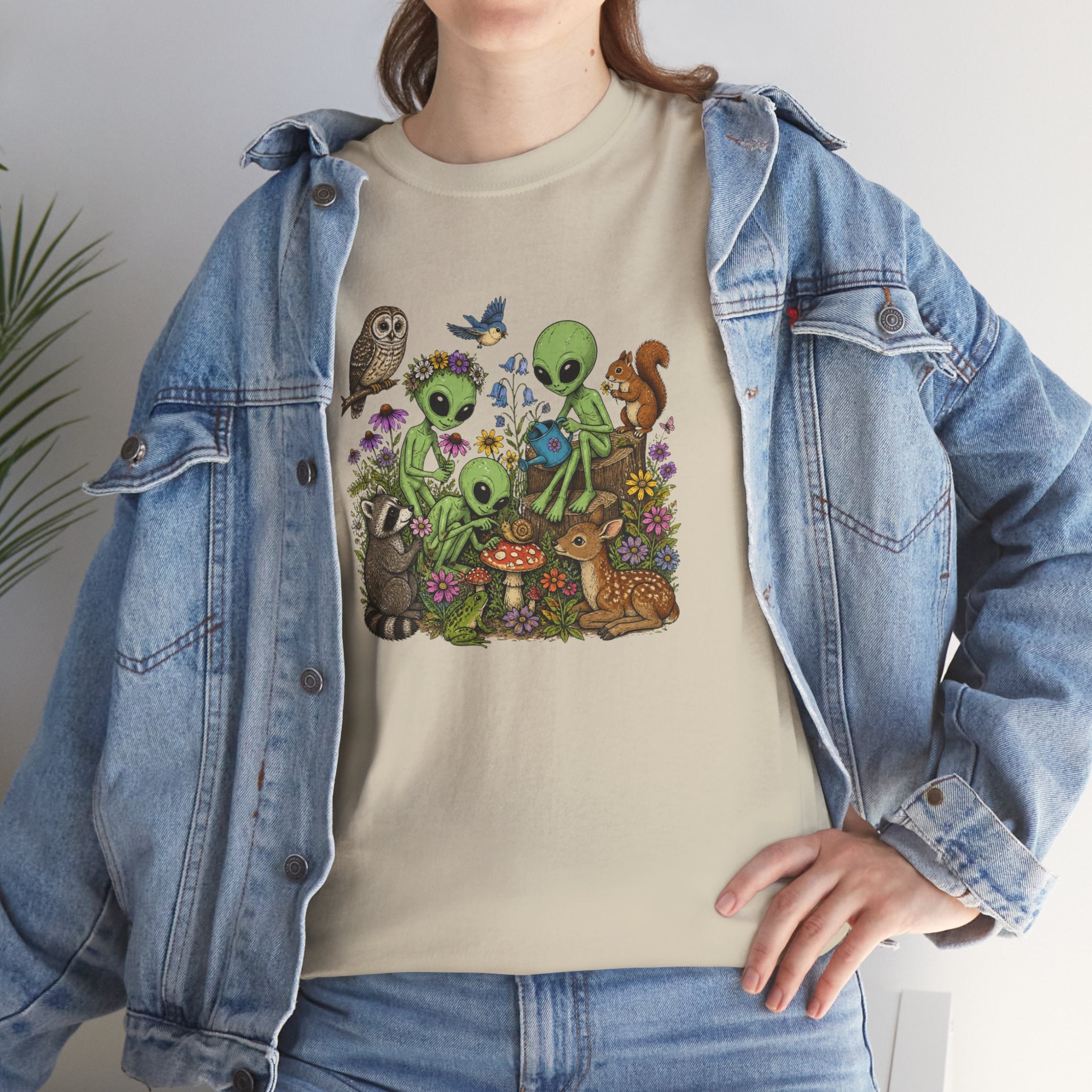 Alien Forest Friends T‑Shirt — Cute Alien & Woodland Animals Graphic Tee