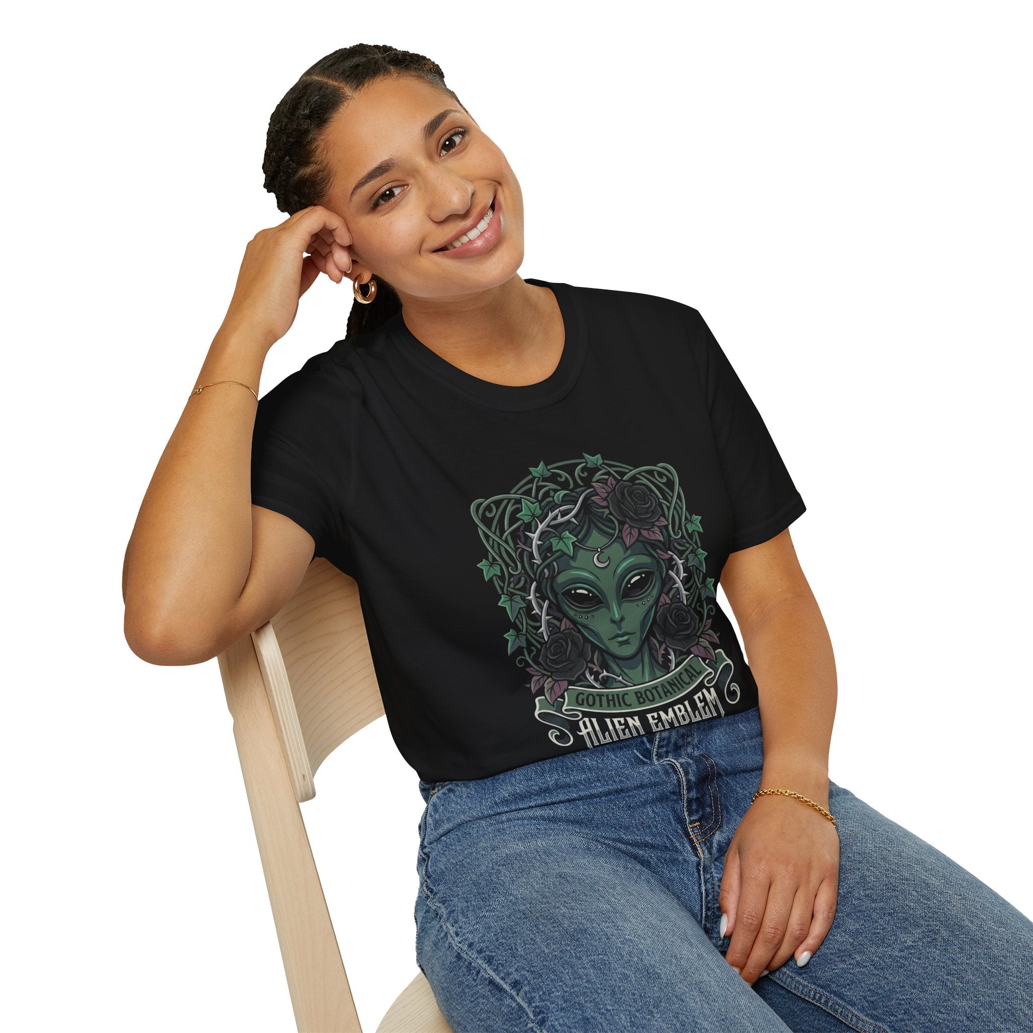 Alien Emblem T-Shirt — Green Mystic Alien Portrait Tee