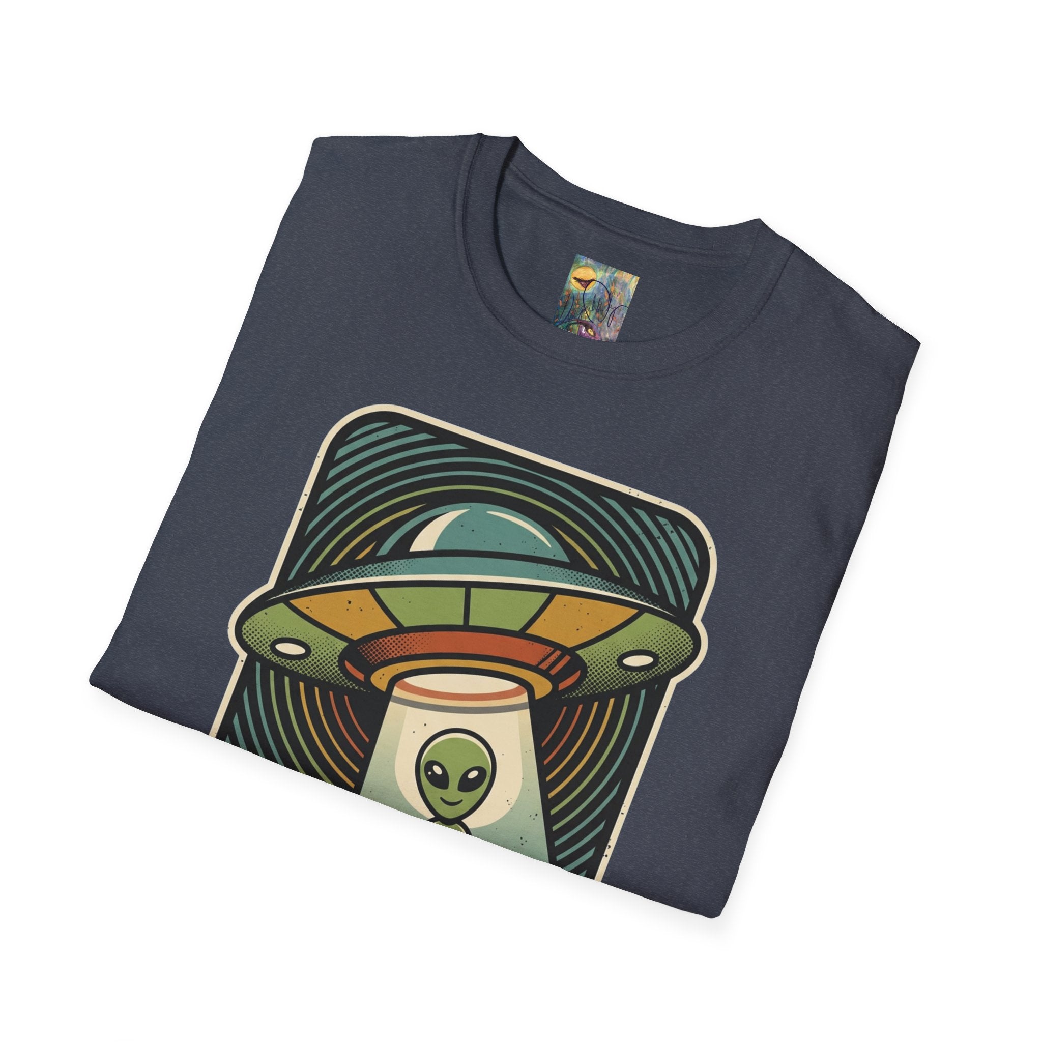 Alien Abduction T-Shirt — 'Help Me' Retro UFO Graphic Tee