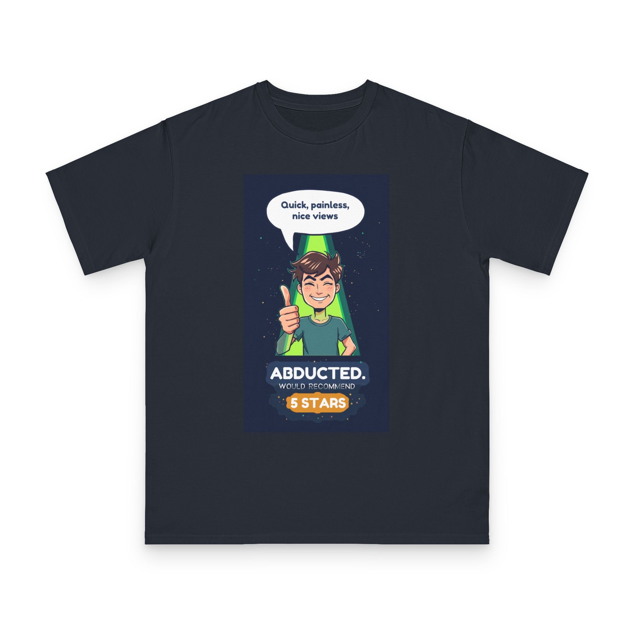 5 stars would recommend alien abduction organic t-shirt front