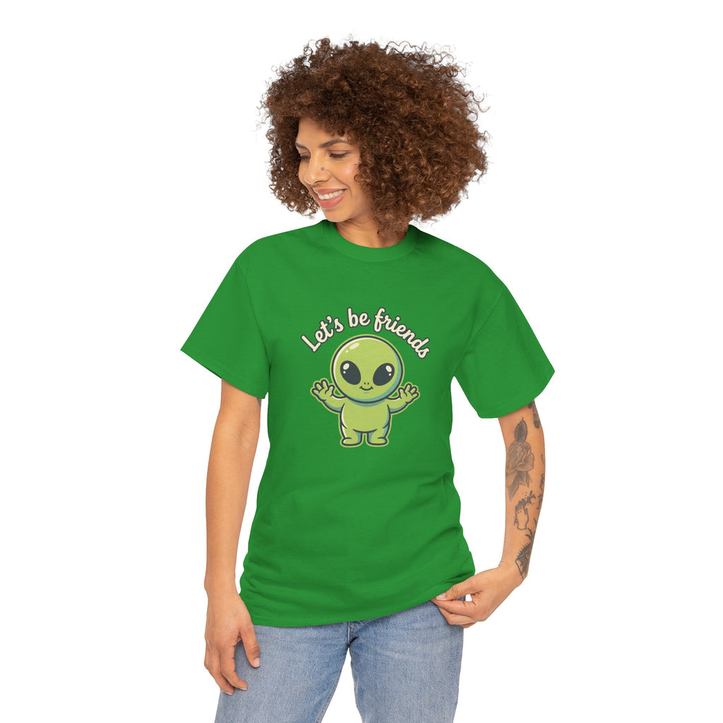 Let's Be Friends Alien T-Shirt — Cute Green Alien Graphic Tee