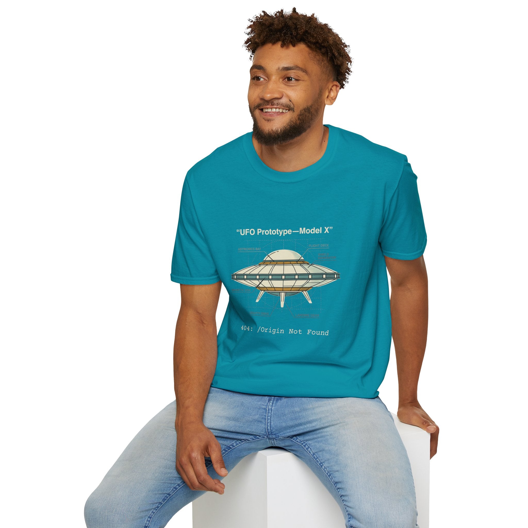 UFO Diagram Technical T-Shirt — Retro Schematic Alien Spaceship Tee