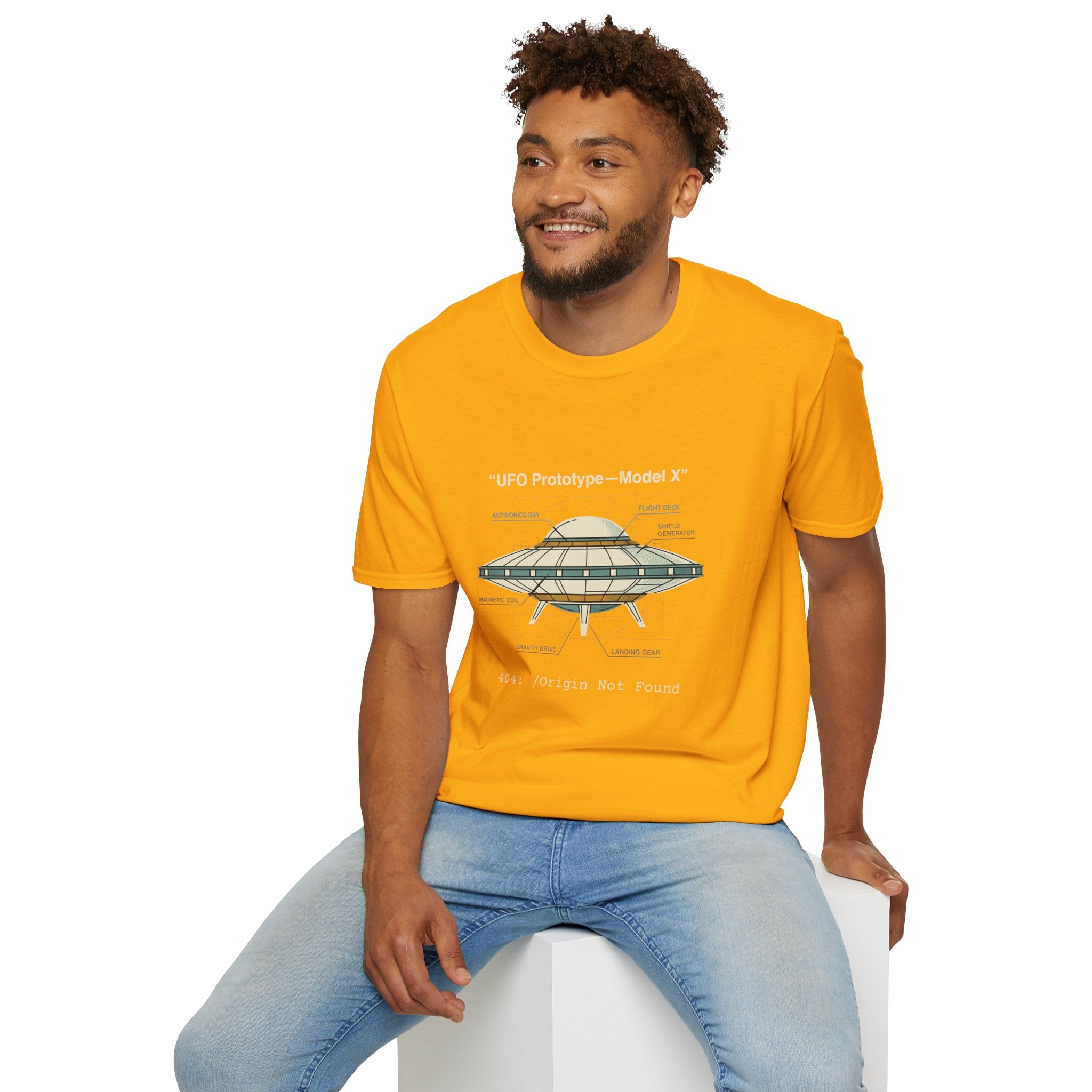 UFO Diagram Technical T-Shirt — Retro Schematic Alien Spaceship Tee