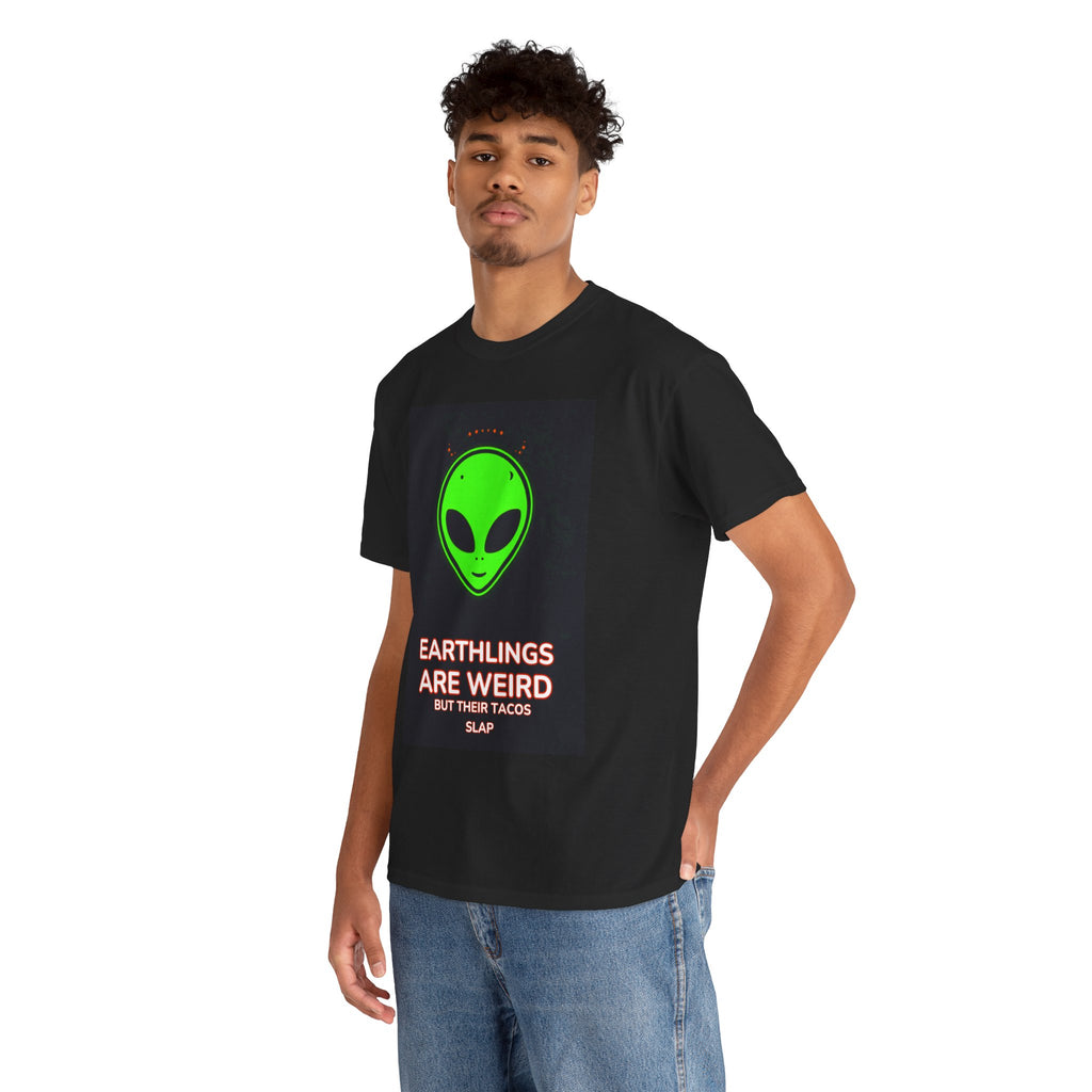 Alien tacos tee embroidery detail