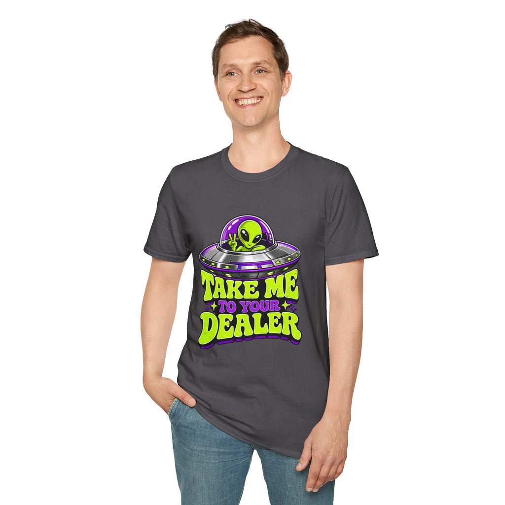Alien UFO T‑Shirt — "Take Me to Your Dealer" Graphic Tee