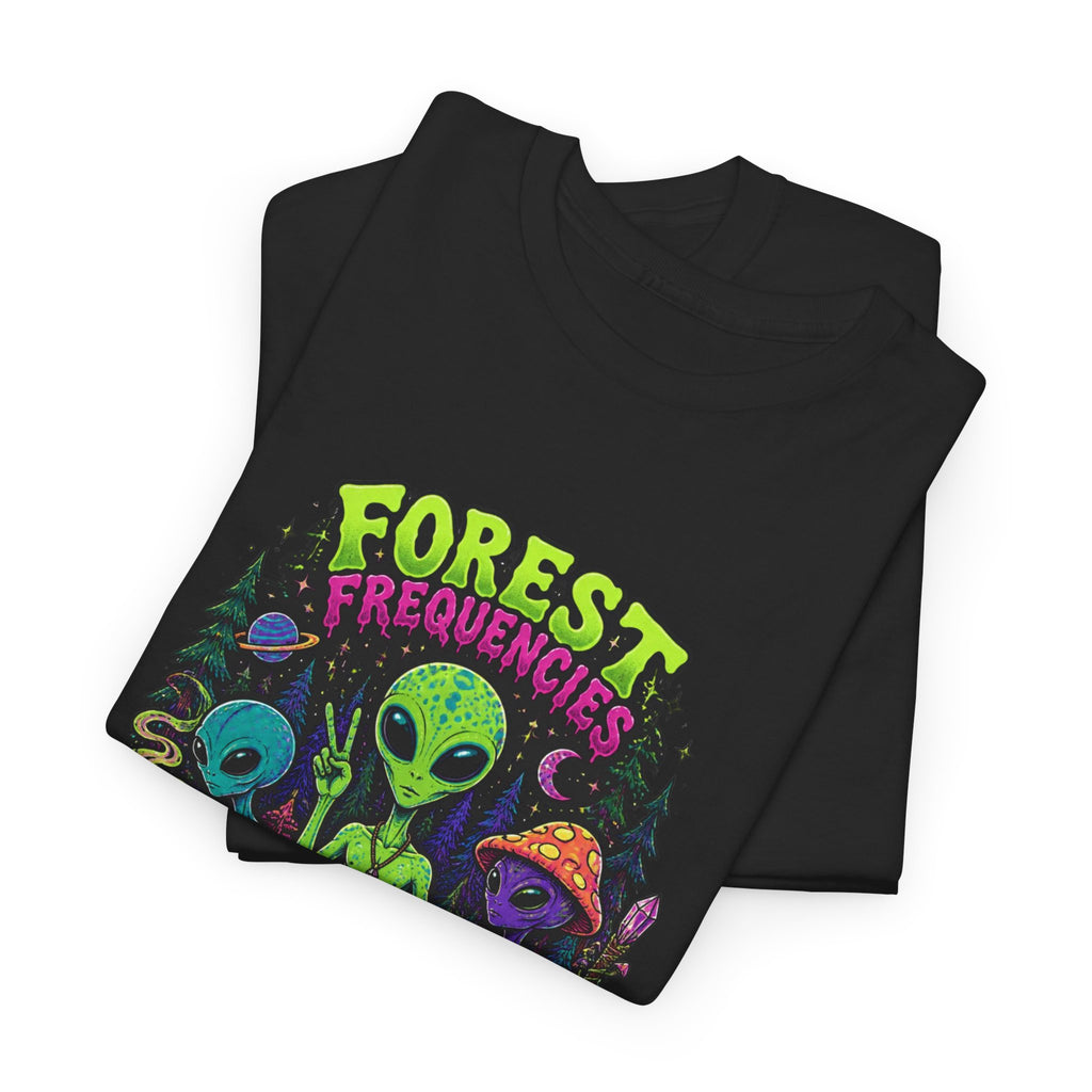 Forest Frequencies Alien T-Shirt — Psychedelic Mushroom Meditation Tee