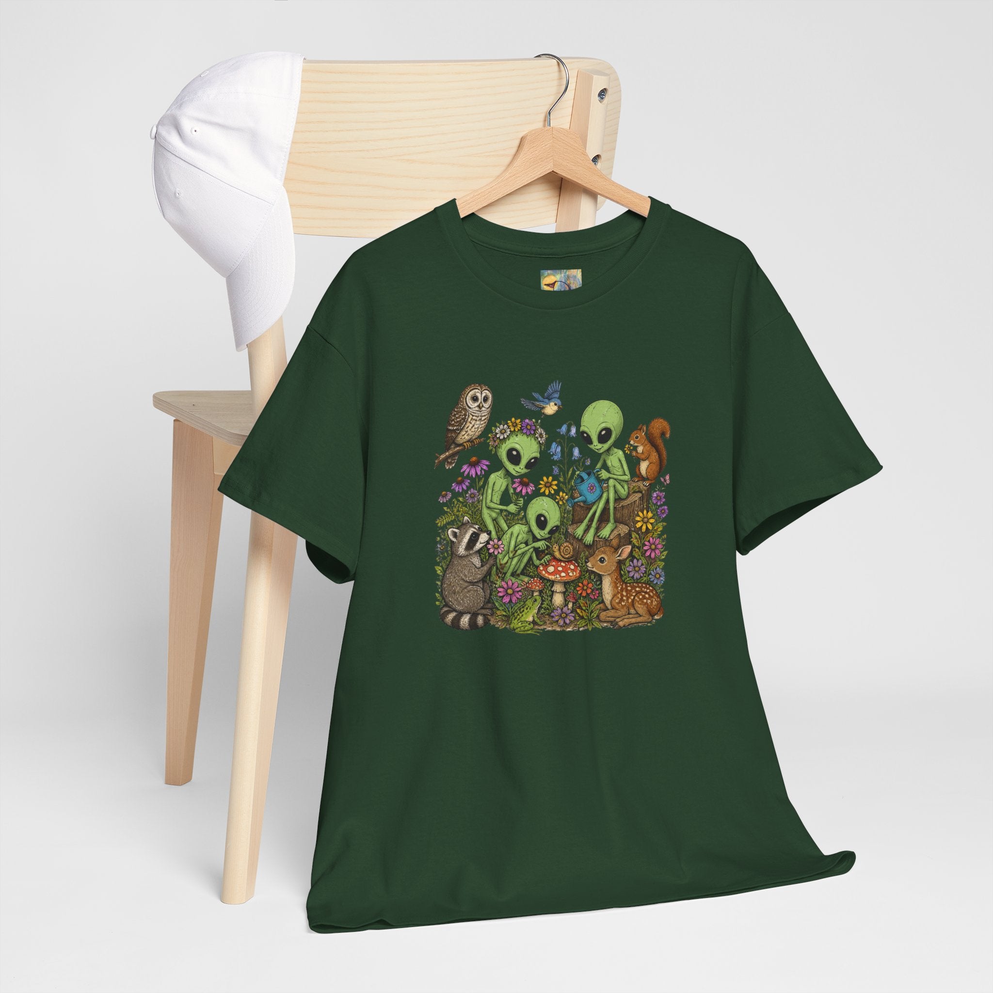 Alien Forest Friends T‑Shirt — Cute Alien & Woodland Animals Graphic Tee