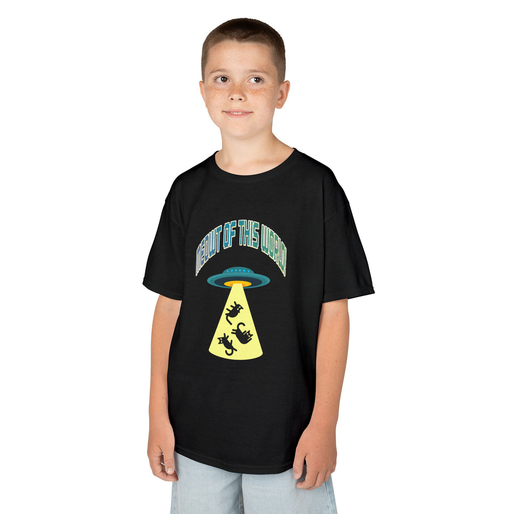 Kids Tee — 'Meowt of this World' UFO Alien Abduction Graphic