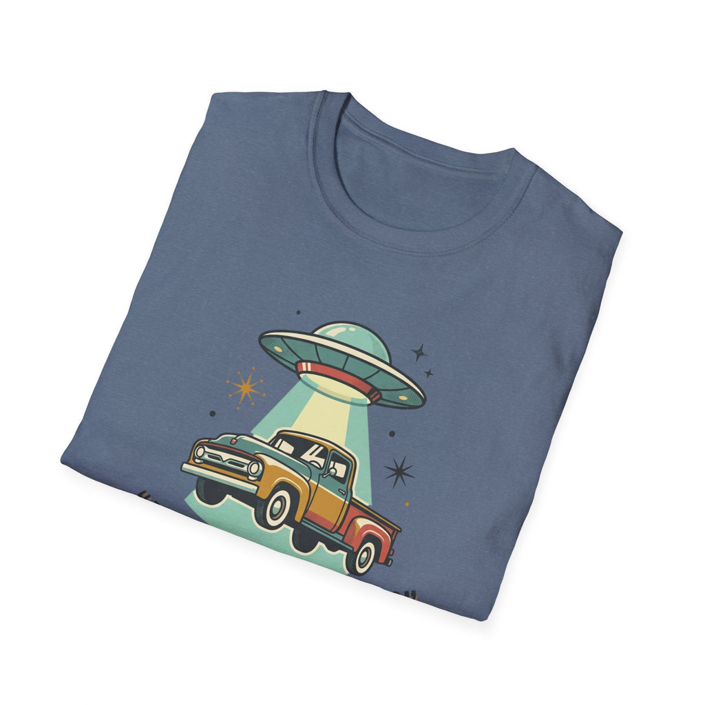 Abducted Adventures T-Shirt — Retro UFO Truck Graphic Tee