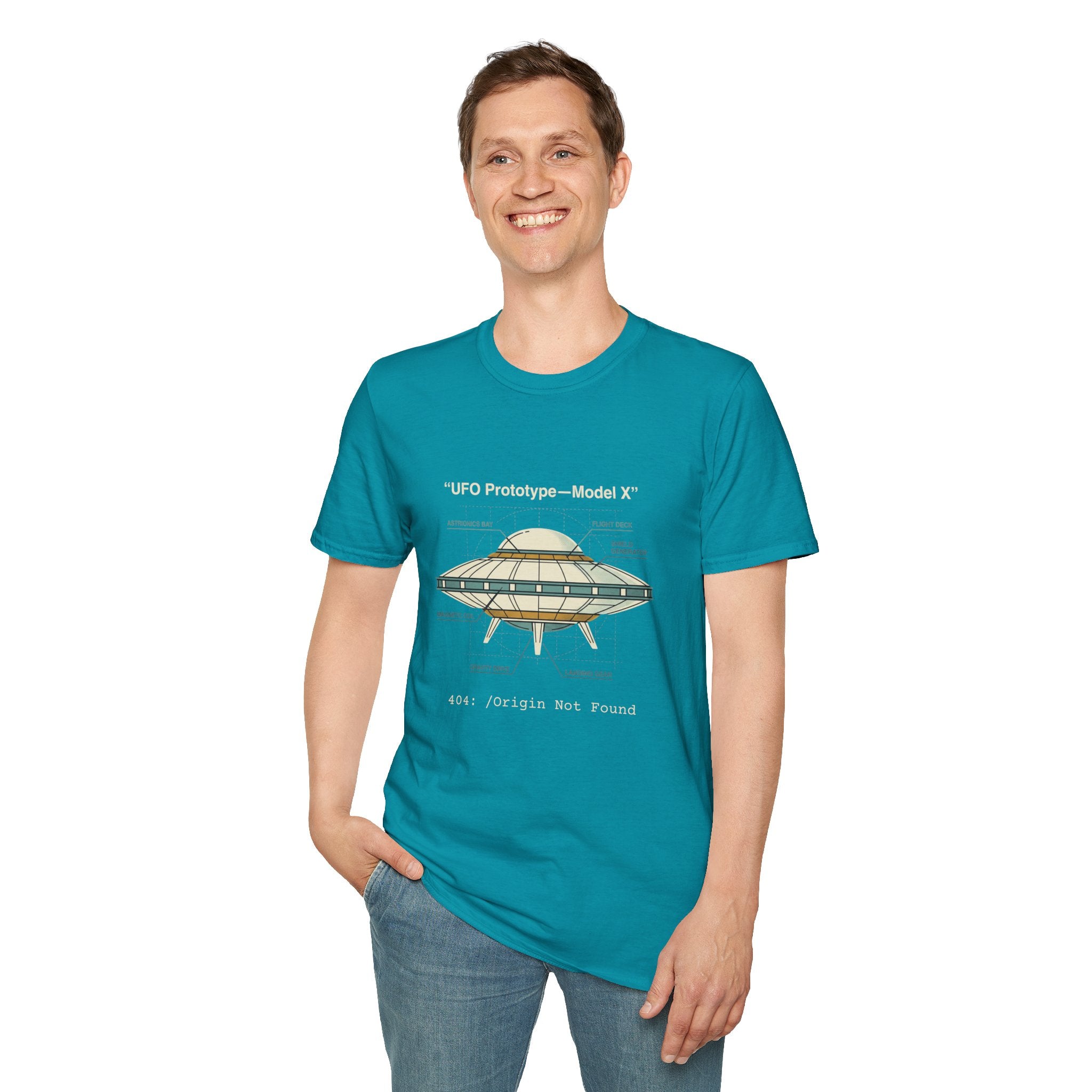 UFO Diagram Technical T-Shirt — Retro Schematic Alien Spaceship Tee