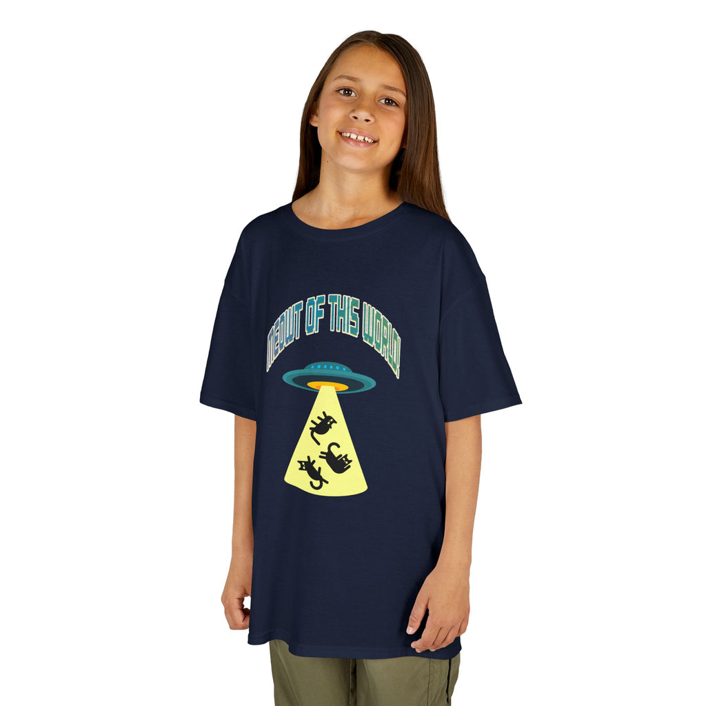 Kids Tee — 'Meowt of this World' UFO Alien Abduction Graphic