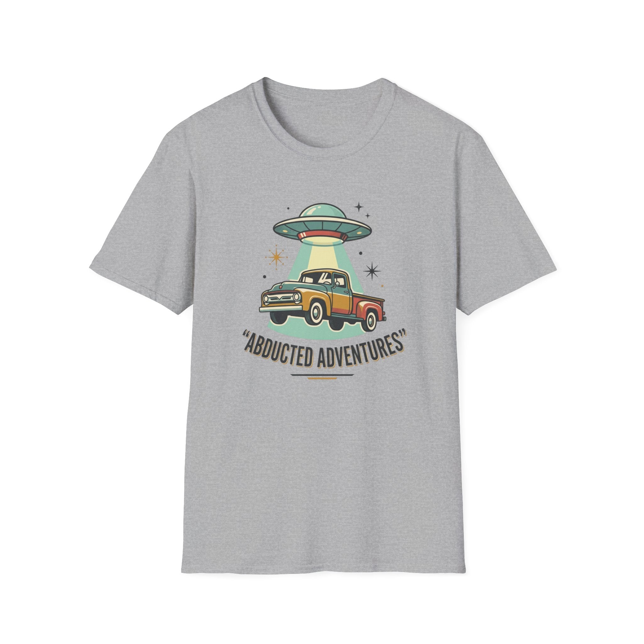 Abducted Adventures T-Shirt — Retro UFO Truck Graphic Tee