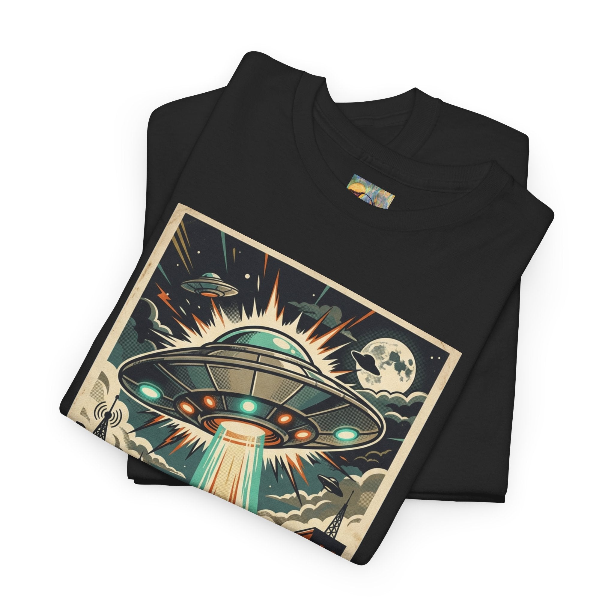 Pop Sci-fi Alien Invasion T-Shirt — Vintage UFO 'Not Again!' Graphic Tee