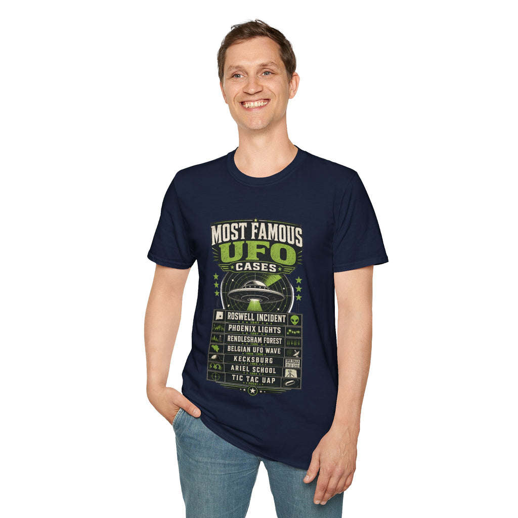 Most Famous UFO Cases T-Shirt — Roswell & Top Alien Encounters Tee