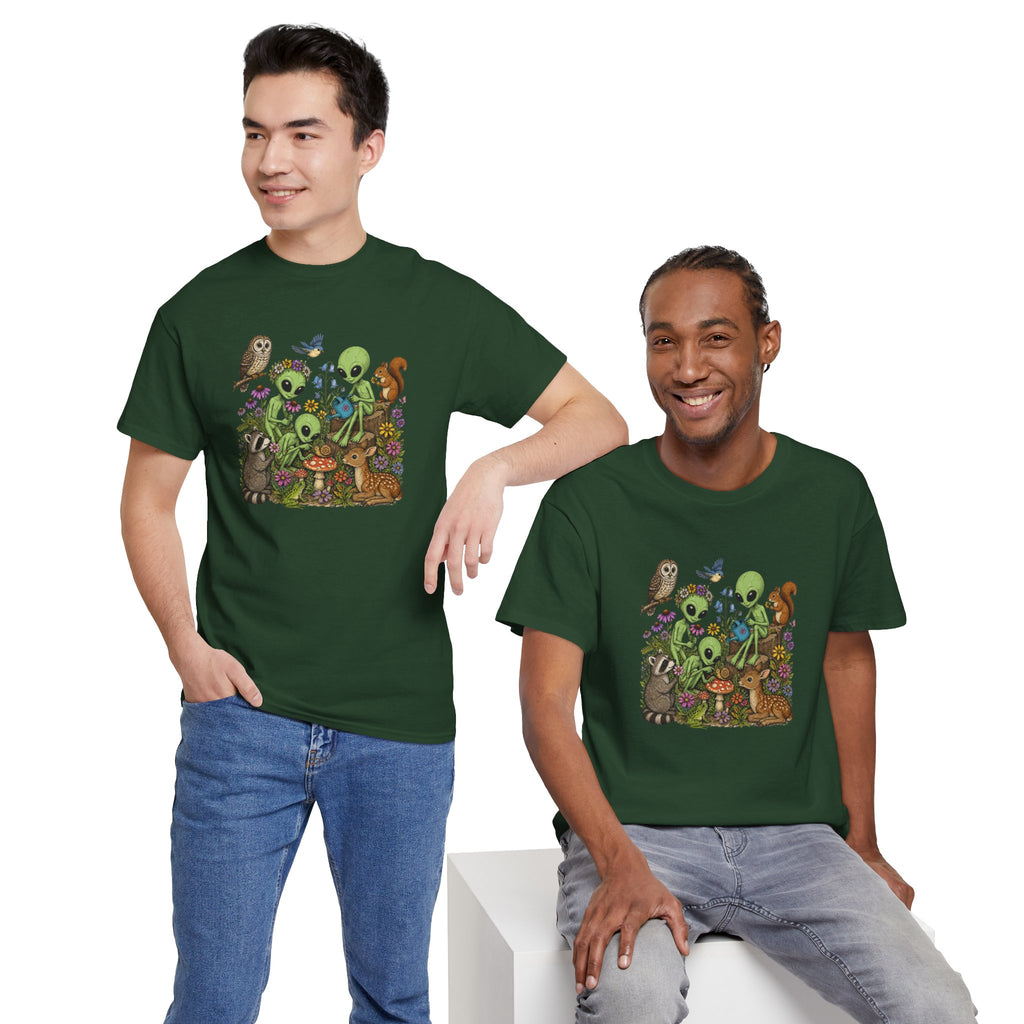 Alien Forest Friends T‑Shirt — Cute Alien & Woodland Animals Graphic Tee