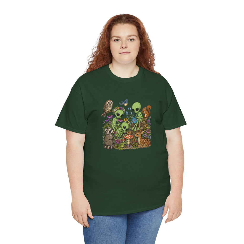 Alien Forest Friends T‑Shirt — Cute Alien & Woodland Animals Graphic Tee