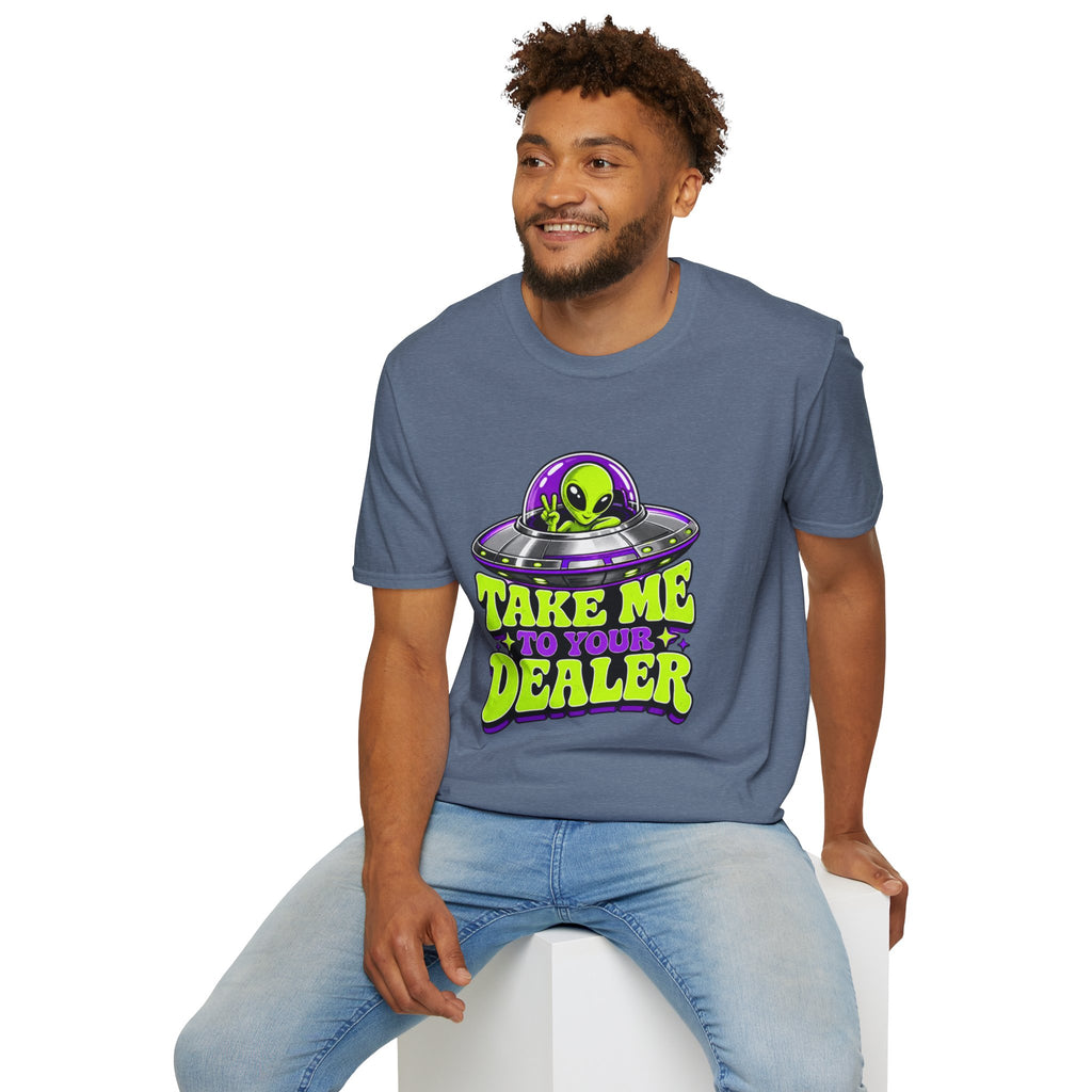 Alien UFO T‑Shirt — "Take Me to Your Dealer" Graphic Tee
