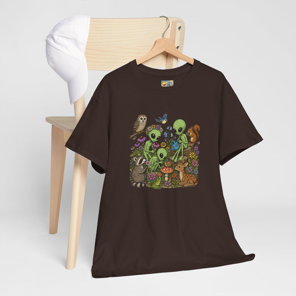 Alien Forest Friends T‑Shirt — Cute Alien & Woodland Animals Graphic Tee