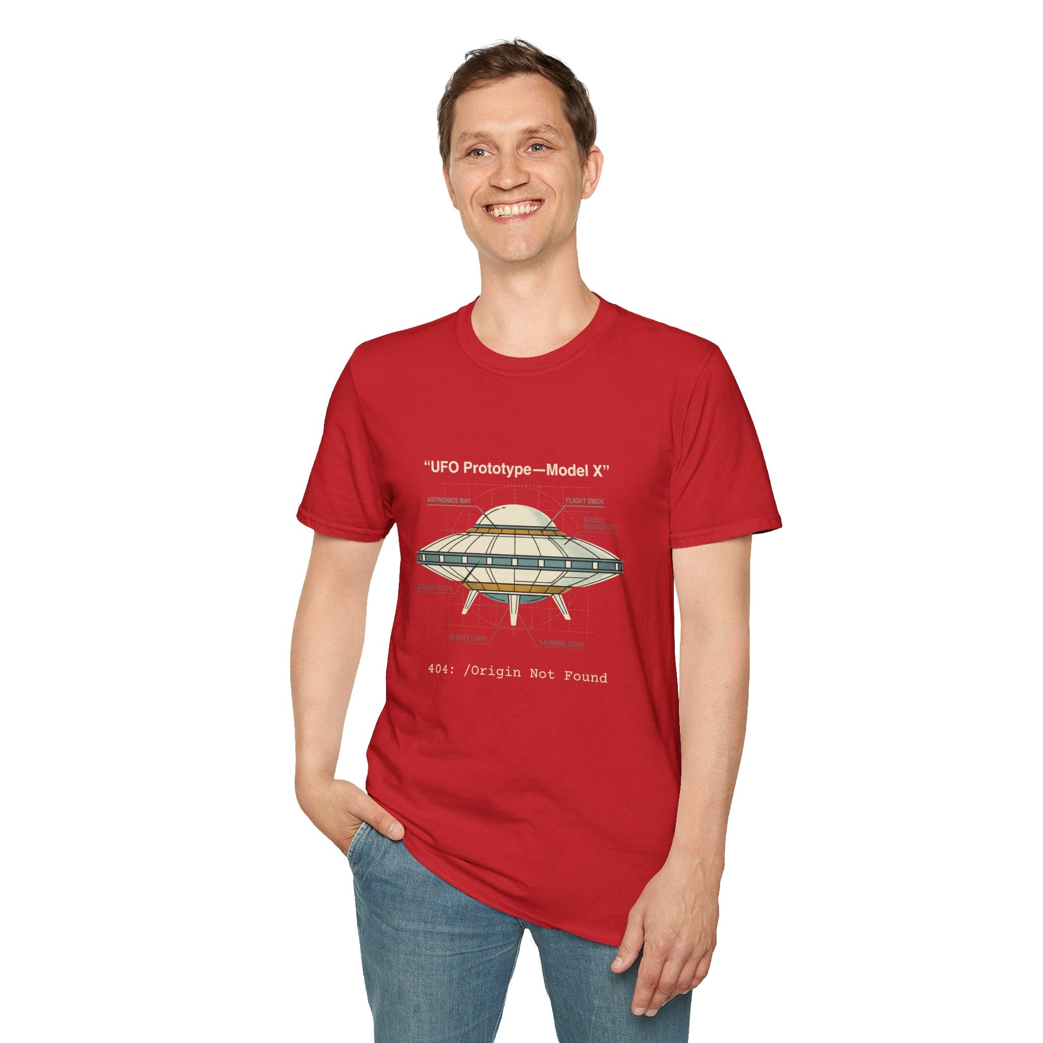 UFO Diagram Technical T-Shirt — Retro Schematic Alien Spaceship Tee