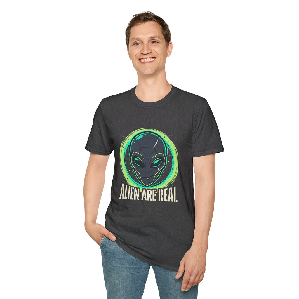 Alien Are Real T-Shirt — Neon Green Alien Face Graphic Tee